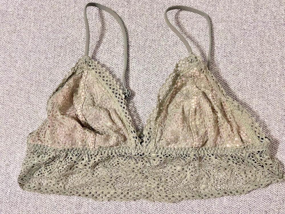 Victoria's Secret Green Lace Longline Bralette Sz S Small Wireless Bra No Pads